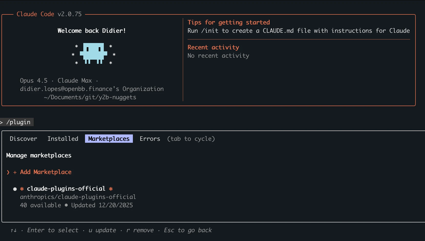 Plugin command in Claude Code