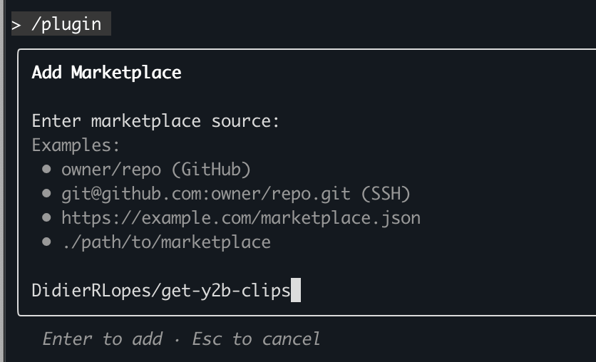 Add Marketplace dialog