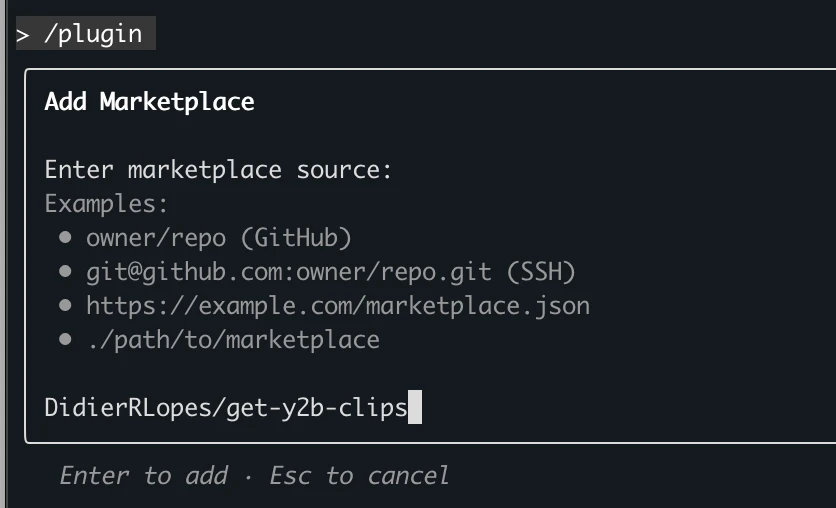 Add Marketplace dialog