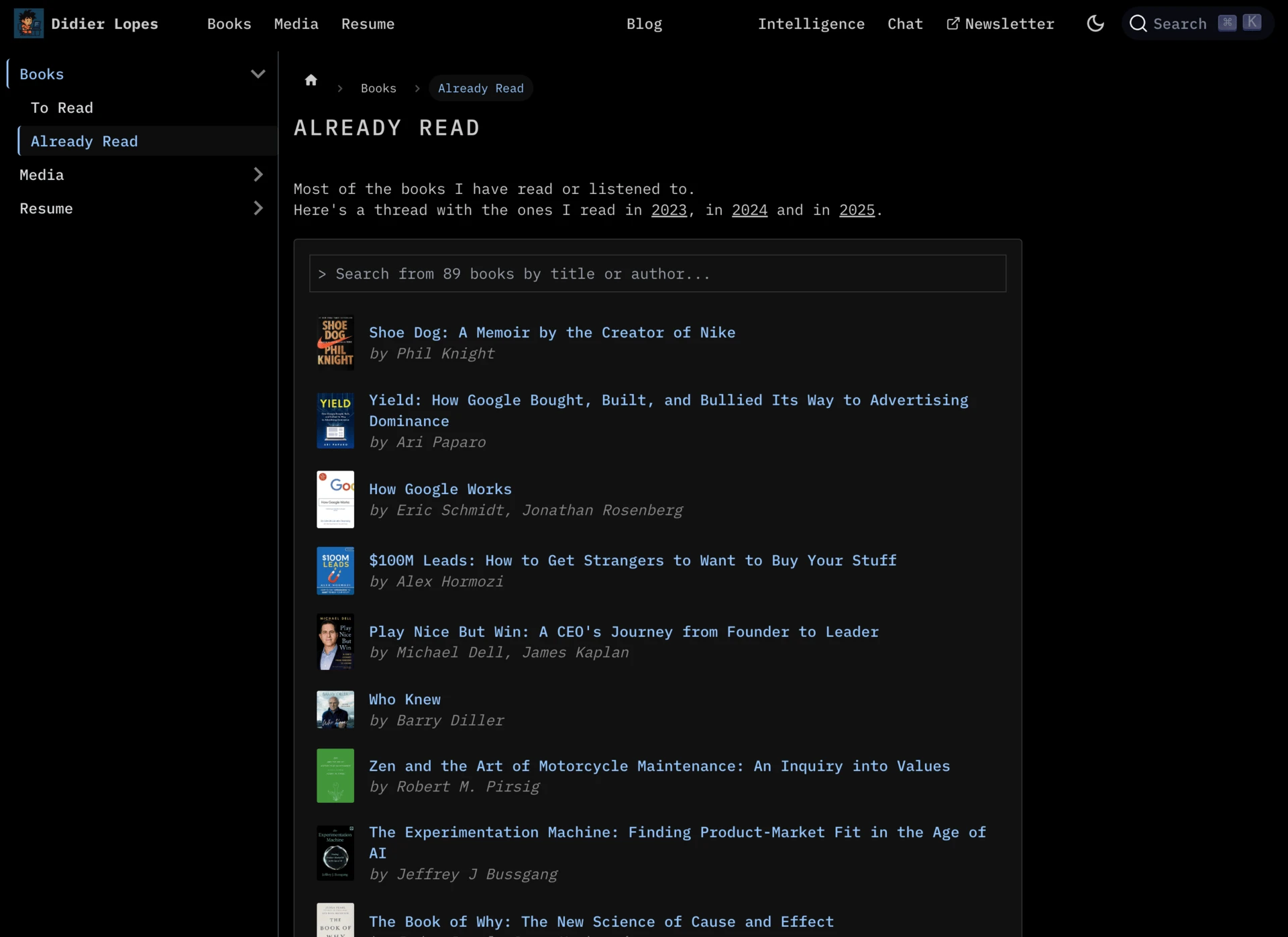 Books tracking screenshot