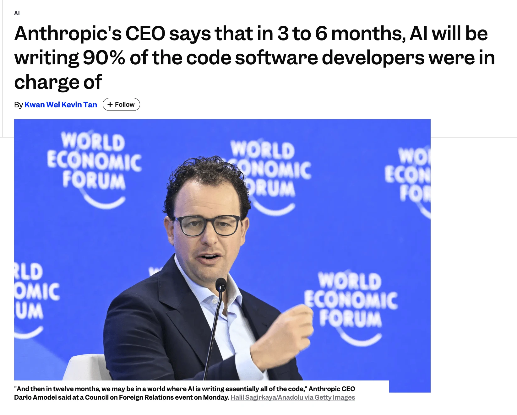 Screenshot of Dario Amodei quote