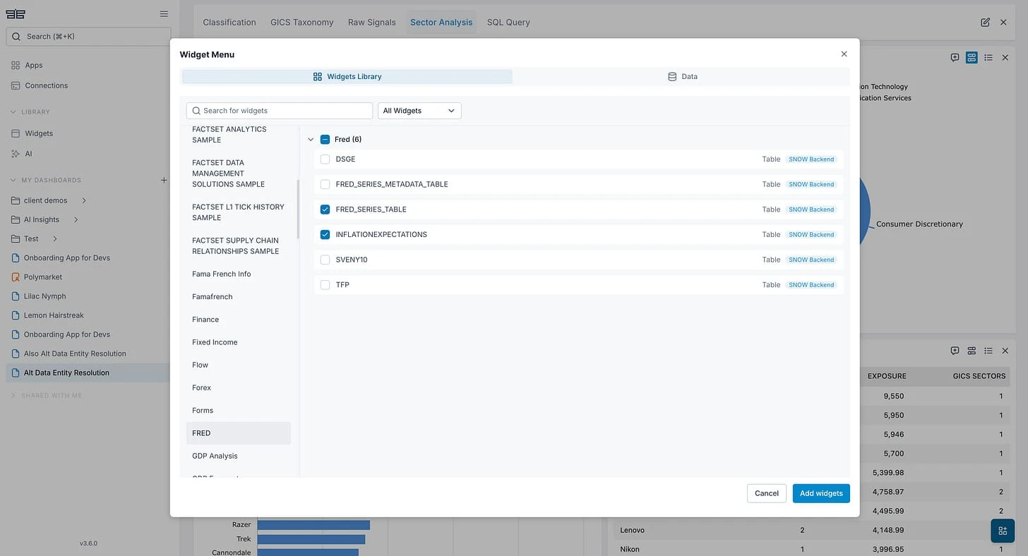 OpenBB widget library for adding new widgets to dashboard