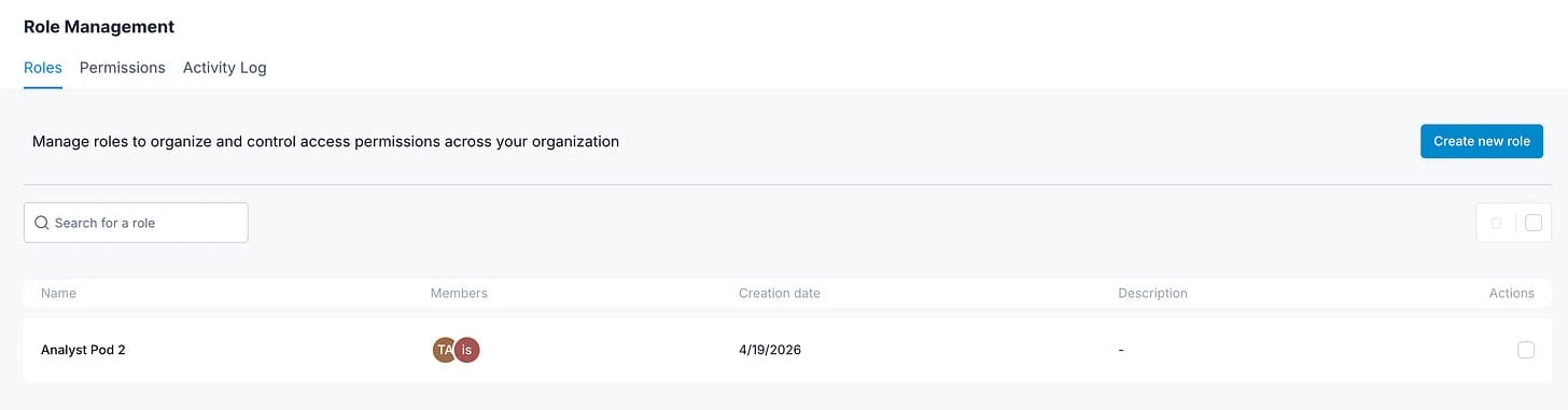 Role-based access control with Analyst Pod 2 role