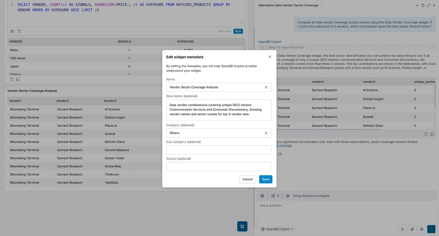 AI artifact integrated into dashboard view