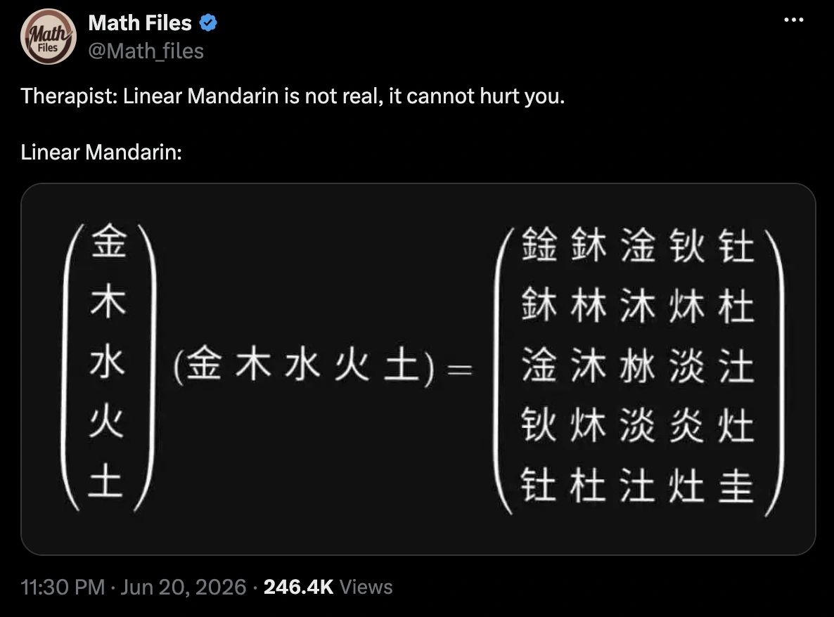 Linear algebra expression written with Chinese characters