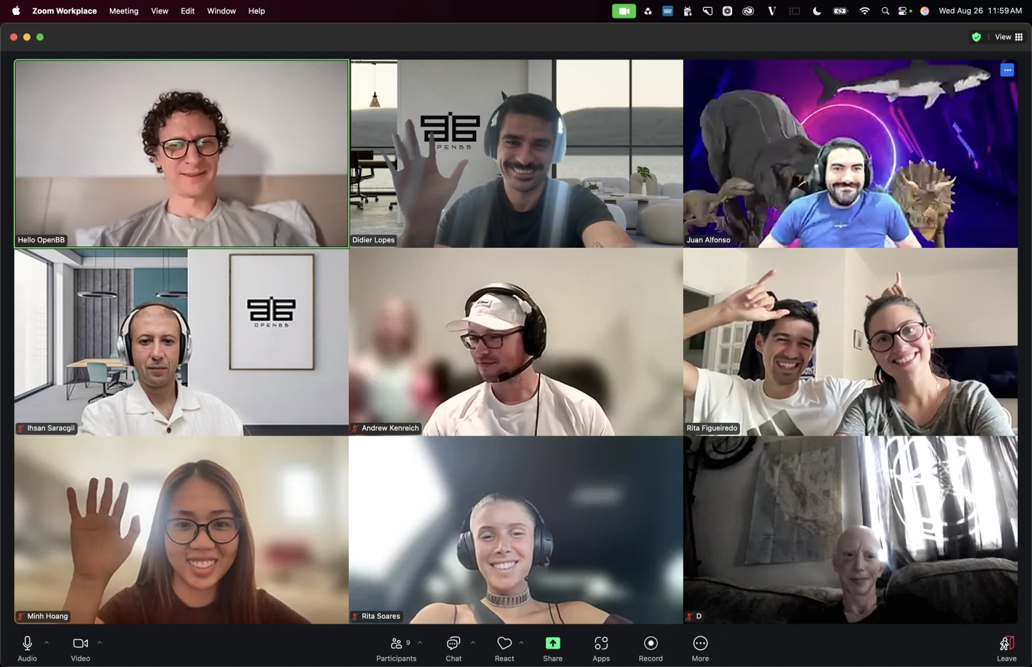 The OpenBB team waving on a video call